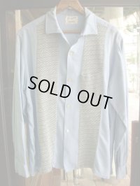 1950'S CAMPUS 2TONE PANEL RAYON SHIRT L/S SZ/L