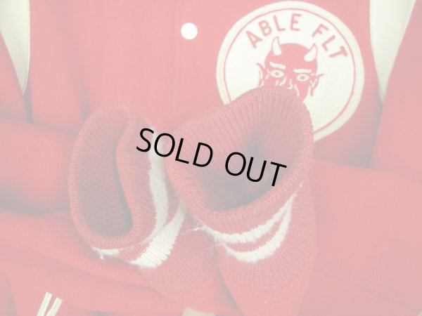 画像5: 1960'S USAF MILITARY DEVIL FELT PATCHED LETTERMAN JACKET/42 