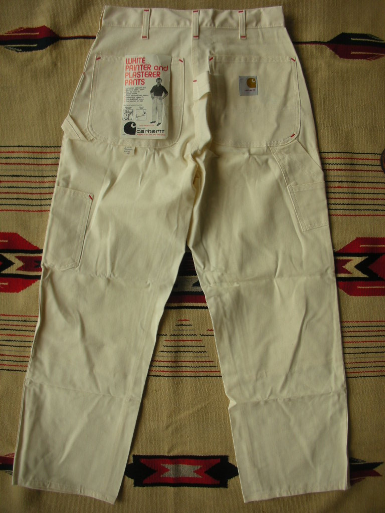 1970'Sã€œ DEADSTOCK CARHARTT W/KNEE WHITE PAINTER PANTS 72W 34X30 - ROCK