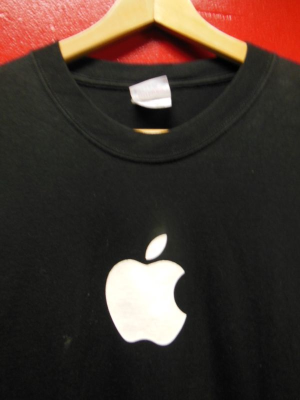 (3)90S00S US古着 ビンテージ apple アップルコンピューター 販売店イベントスタッフTシャツ/黒/Lサイズ - ROCK-A