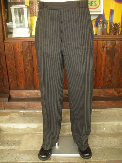 画像3: 1930'S DEADSTOCK EURO BELTED WAIST WOOL STRIPE TROUSERS 31X30