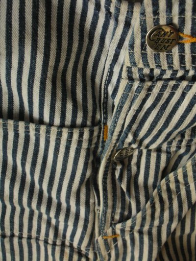 画像2: 1950'S CAN'T BUST'EM HICKORY STRIPE OVERALLS 38X30 