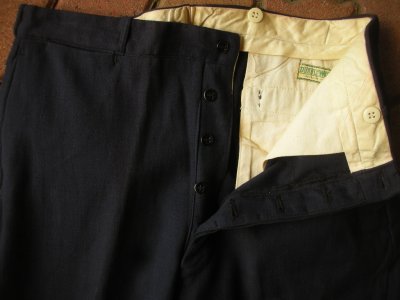 画像1: 〜1950'S DEADSTOCK DUBBLEWARE NAVY WOOL TROUSERS 36X31