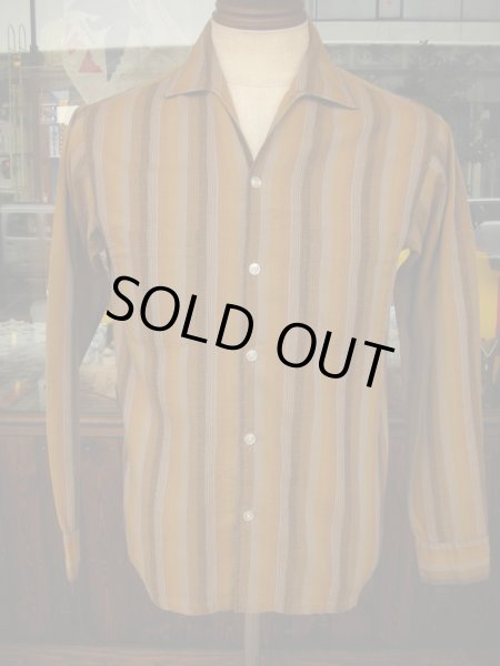 画像4: 1960'S SEARS ITALIAN COLLAR COTTON STRIPE SHIRT SZ/S (4)