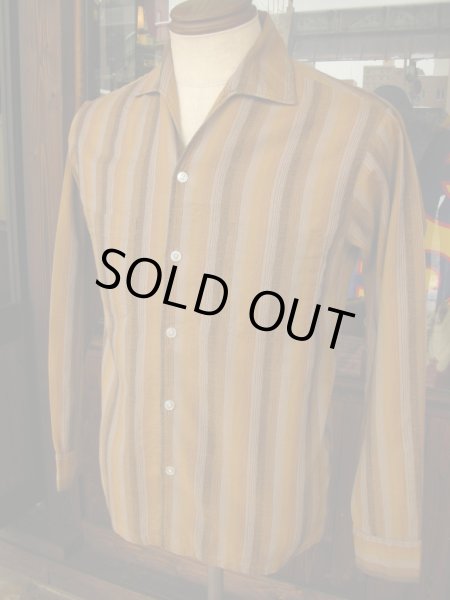 画像5: 1960'S SEARS ITALIAN COLLAR COTTON STRIPE SHIRT SZ/S (5)