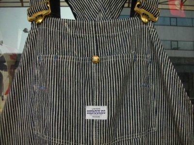 画像1: 1950'S HERCULES HICKORY STRIPE OVERALLS 44X28