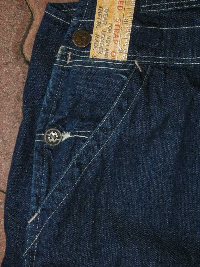 画像1: 〜1940'S MONTGOMERY WARD DENIM OVERALLS 36X34