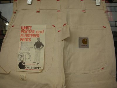 画像1: 1970'S DEADSTOCK CARHARTT W/KNEE WHITE PAINTER PANTS W72 30X32 