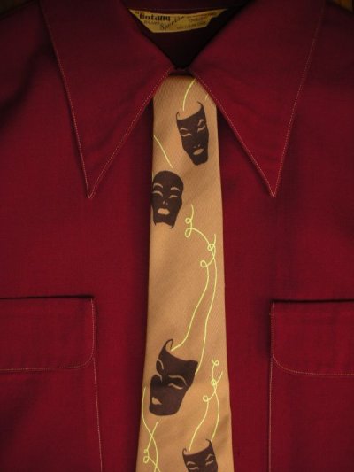 画像1: 1940'S〜 COOPER'SCOMEDY & TRAGEDY PRINTED SILK TIE