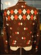 画像3: 1950'S BROWN ARGYLE REVERSIBLE GABERDINE JACKET SZ/36 (3)