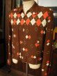 画像2: 1950'S BROWN ARGYLE REVERSIBLE GABERDINE JACKET SZ/36 (2)