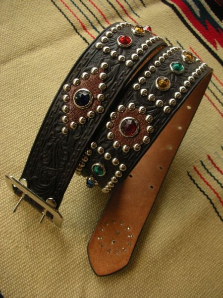 画像6: RAWHIDE STUDDED & JEWELED BELT LOT-111/ 1-3/4"[44MM]  (6)