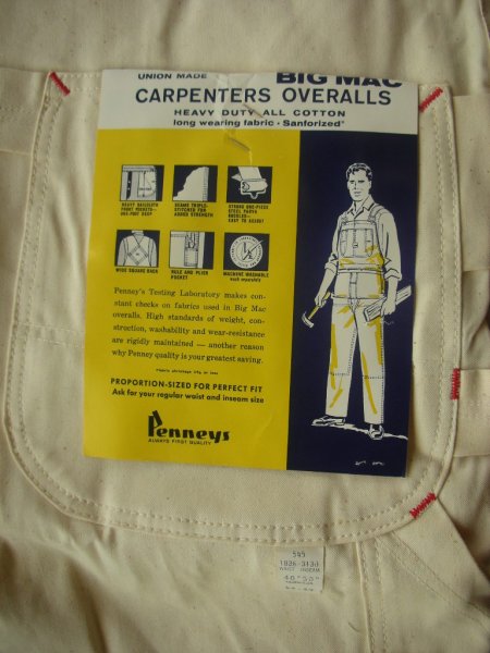 画像1: 〜1960'S DEADSTOCK BIG MAC CARPENTERS OVERALLS W/APRON SZ/40X30 (1)