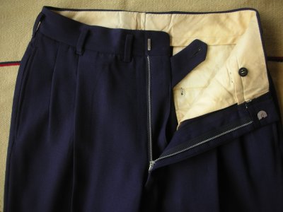 画像1: 1950'S DAY'S DARK NAVY GABERDINE  SLACKS W33X29