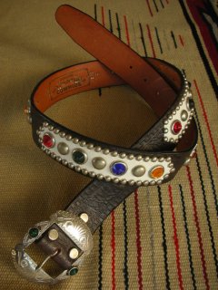 RAWHIDE STUDDED & JEWELED BELT LOT-412/ 1-1/2