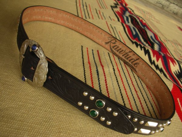画像4: RAWHIDE STUDDED & JEWELED BELT LOT-313/ 1-3/8"[35MM]  (4)