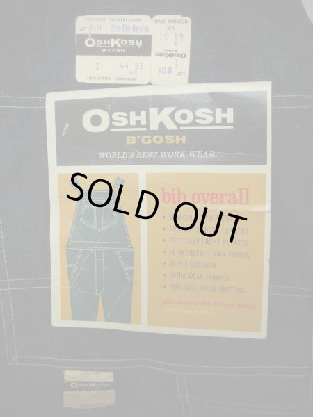 画像1: 〜1970'S DEAD OSH KOSH KICKORY INDIGO DENIM OVERALLS 44X31 (1)