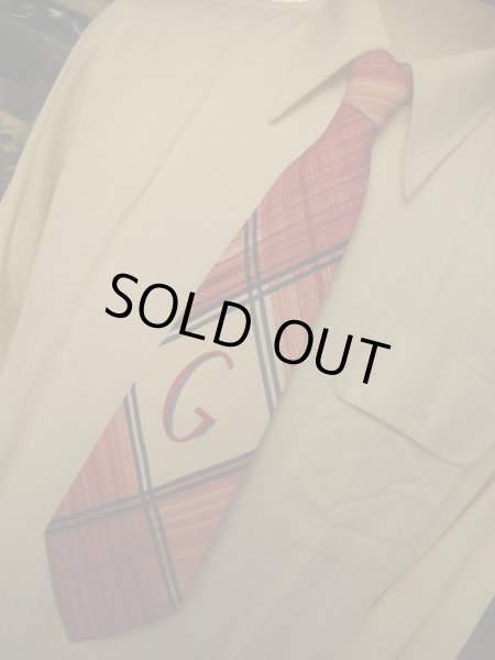 画像7: 1950'S UNKNOWN "G" INITIAL HAND PAINTED RAYON WIDE TIE (7)