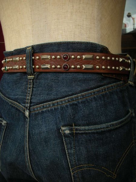 画像11: RAWHIDE STUDDED & JEWELED BELT LOT-313/ 1-3/8"[35MM]  (11)