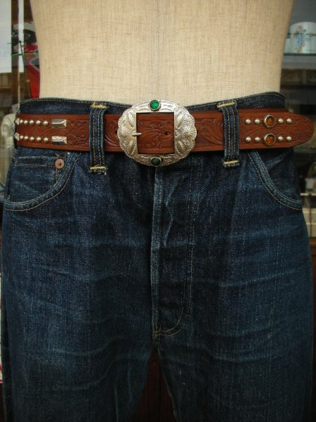 画像9: RAWHIDE STUDDED & JEWELED BELT LOT-313/ 1-3/8"[35MM]  (9)