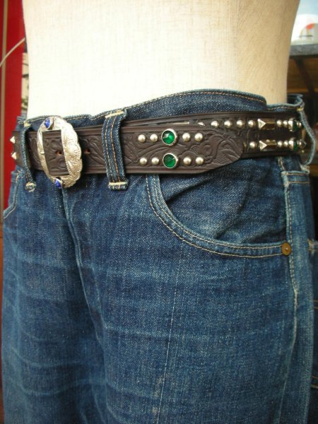 画像7: RAWHIDE STUDDED & JEWELED BELT LOT-313/ 1-3/8"[35MM]  (7)