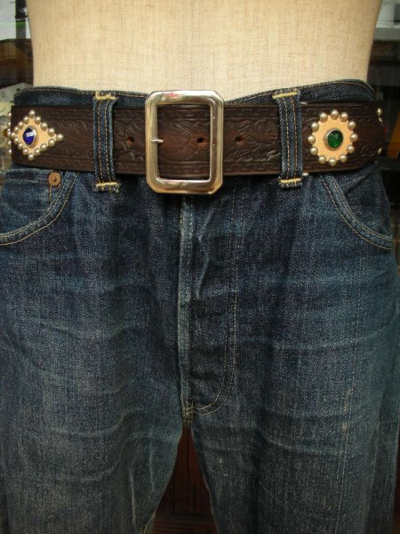 画像9: RAWHIDE STUDDED & JEWELED BELT LOT-111/ 1-3/4"[44MM]  (9)