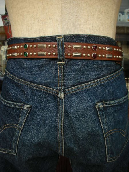 画像10: RAWHIDE STUDDED & JEWELED BELT LOT-313/ 1-3/8"[35MM]  (10)