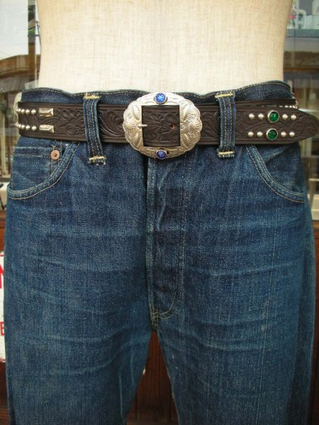 画像6: RAWHIDE STUDDED & JEWELED BELT LOT-313/ 1-3/8"[35MM]  (6)