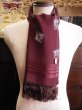 画像2: 1940'S〜 VINTAGE RAYON SCARF/BURGUNDY/ART DECO QUBE PATERN (2)