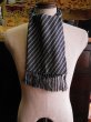 画像3: 1940'S〜 VINTAGE RAYON SCARF/GRAY/CHALK STRIPE PATERN (3)