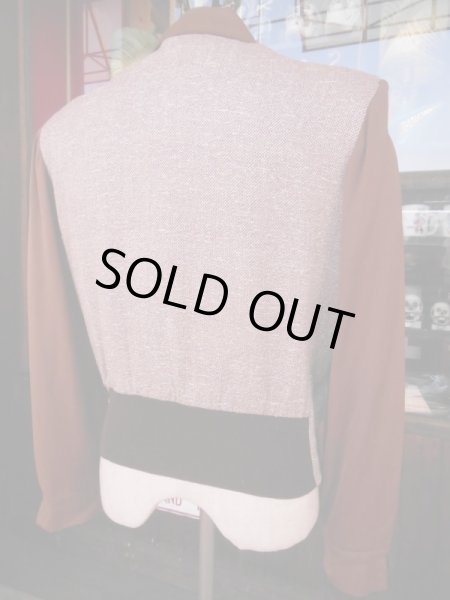 画像4: 1950'S NATIONAL TWO TONE PANEL TWEED X GABERDINE JKT　SZ/38 (4)