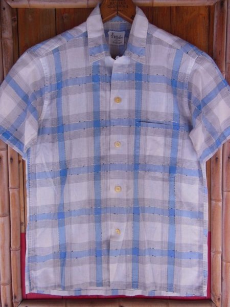 画像1: 1950'S WILSHIRE FLECK PLAID COTTON SHIRT SZ/SMALL (1)