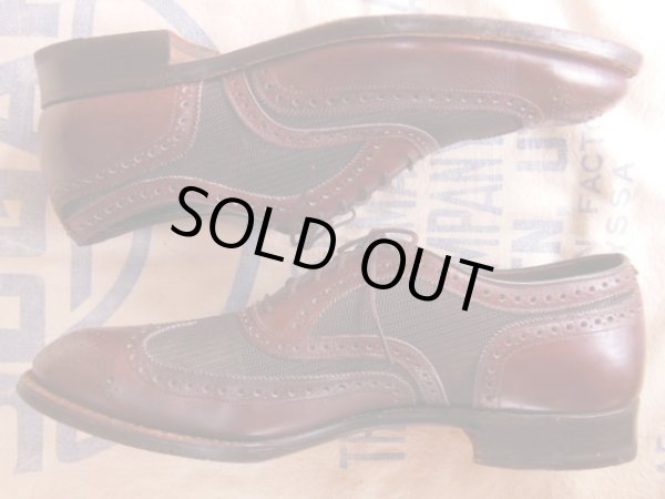 画像14: 1950'S JOHNSTON & MURPHY TWO TONE NYLON WEAVE WING TIP SHOES/8E/C (14)