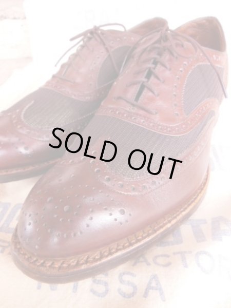 画像8: 1950'S JOHNSTON & MURPHY TWO TONE NYLON WEAVE WING TIP SHOES/8E/C (8)