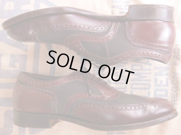 画像13: 1950'S JOHNSTON & MURPHY TWO TONE NYLON WEAVE WING TIP SHOES/8E/C (13)