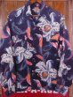 画像1: 1950'S HOLLYWWOD RAMBLER NAVY HAWAIIAN SHIRT L/S/SZ/SMALL (1)