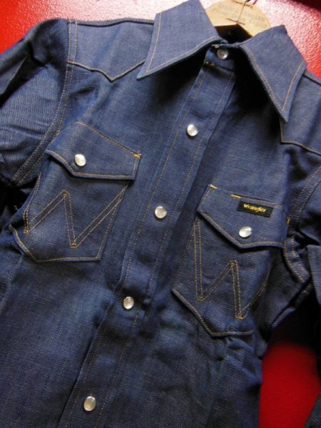 画像17: 1970'S DEADSTOCK WRANGLER DENIM WESTERN SHIRT 13-1/2 X-SMALL (17)
