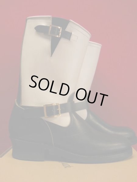 画像8: Attractions 新型 Lot.444 ENGINEER BOOTS（HORSE BUTT）エンジニアブーツ/BLACKXWHITE/限定ブラスバックル/9D (8)