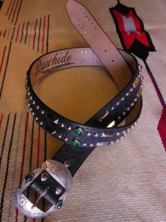 RAWHIDE STUDDED & JEWELED BELT LOT-412/ 1-1/2