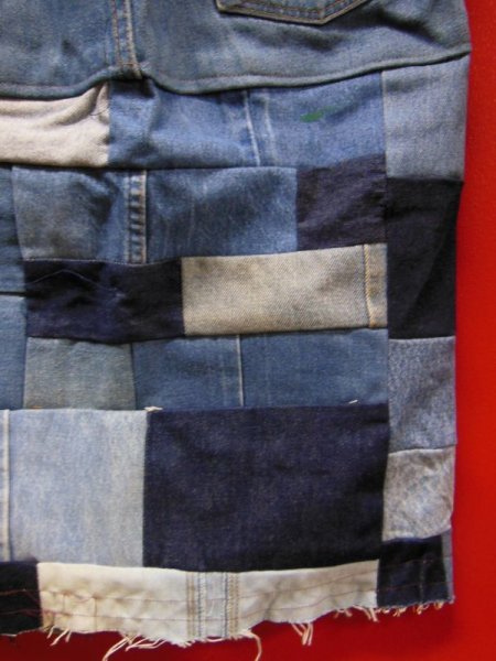 画像7: 80S90S ラングラー13MWZ US古着リメイクデニムパッチワーク スカート(7)/実寸W31インチ (7)