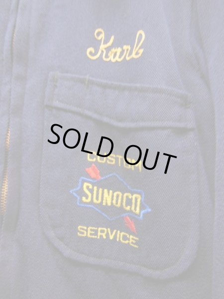 画像2: 1950'S SUNOCO SERVIS EBROIDERED WHIPCORD WORK JACKET/38  (2)