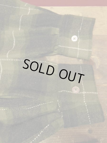 画像11: 〜1960'S BRENT BLACK X OLIVE GREEN PLAID WOOL BOX SHIRT SZ/MEDIUM (11)