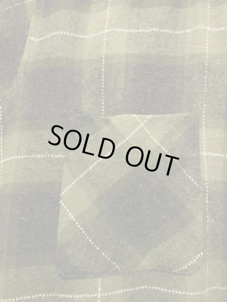 画像8: 〜1960'S BRENT BLACK X OLIVE GREEN PLAID WOOL BOX SHIRT SZ/MEDIUM (8)