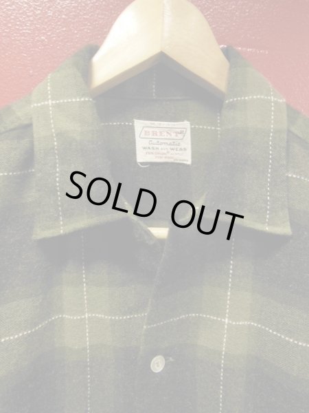 画像3: 〜1960'S BRENT BLACK X OLIVE GREEN PLAID WOOL BOX SHIRT SZ/MEDIUM (3)