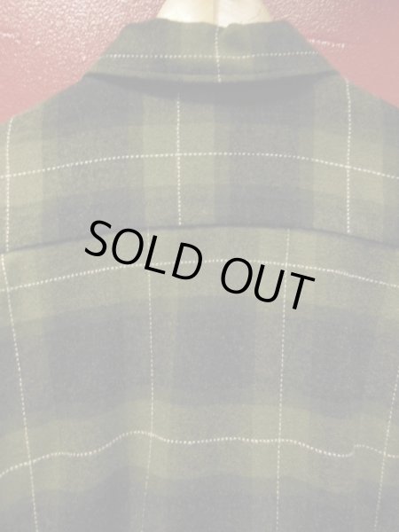 画像5: 〜1960'S BRENT BLACK X OLIVE GREEN PLAID WOOL BOX SHIRT SZ/MEDIUM (5)