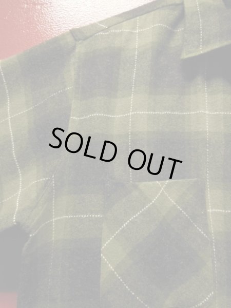 画像7: 〜1960'S BRENT BLACK X OLIVE GREEN PLAID WOOL BOX SHIRT SZ/MEDIUM (7)