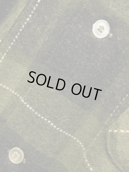 画像9: 〜1960'S BRENT BLACK X OLIVE GREEN PLAID WOOL BOX SHIRT SZ/MEDIUM (9)