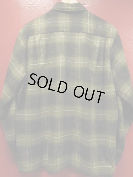 画像6: 〜1960'S BRENT BLACK X OLIVE GREEN PLAID WOOL BOX SHIRT SZ/MEDIUM (6)