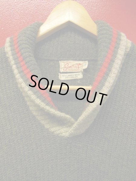画像3: 1950'S〜 SOMERSET GRAY X RED SHAWL COLLAR WOOL SWEATER SIZE/SMALL (3)
