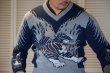 画像2: The GROOVIN HIGH A212 Tiger Knit Sweater Red/Navy (2)